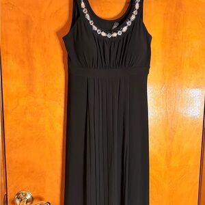 dressbarn Black Maxi Dress with Beaded Neckline